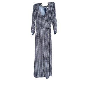 Gap Womens Navy Wrap Jumpsuit With Floral Print & Wide-Leg Design